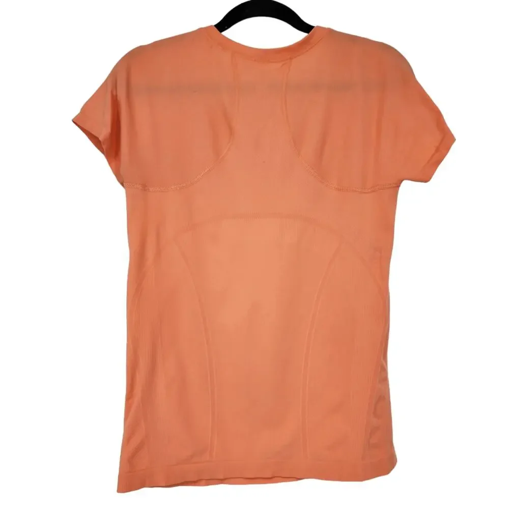 Athleta Lightweight Orange Athletic Workout Gym Short Sleeve T-Sirt Size Medium